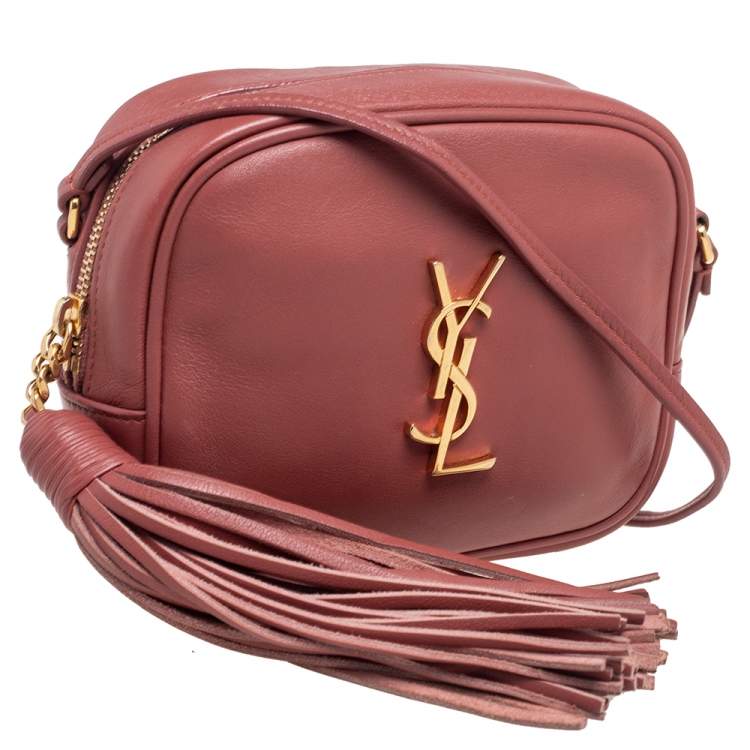 Pre Owned Saint Laurent Pale Pink Leather Mini Blogger Crossbody Bag