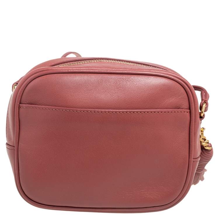 Pre Owned Saint Laurent Pale Pink Leather Mini Blogger Crossbody Bag