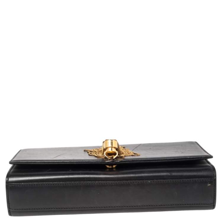 Pre Owned Saint Laurent Black Leather Kate Tassel Shoulder Bag