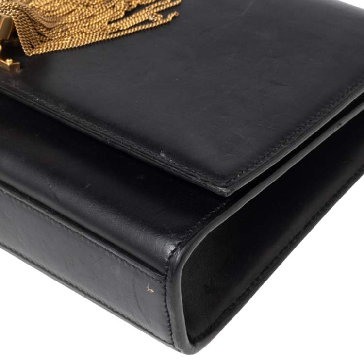 Pre Owned Saint Laurent Black Leather Kate Tassel Shoulder Bag