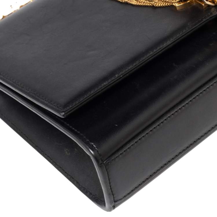 Pre Owned Saint Laurent Black Leather Kate Tassel Shoulder Bag