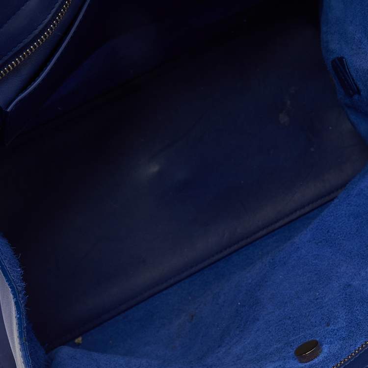 Pre Owned Saint Laurent Blue Leather Small Cabas Y Ligne Shoulder Bag