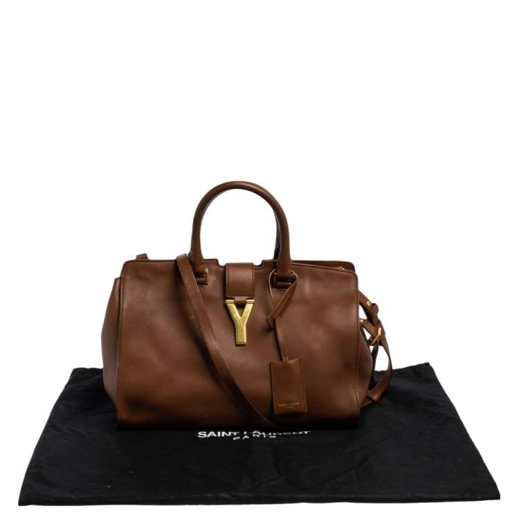 Pre Owned Saint Laurent Brown Leather Small Cabas Y-Ligne Tote