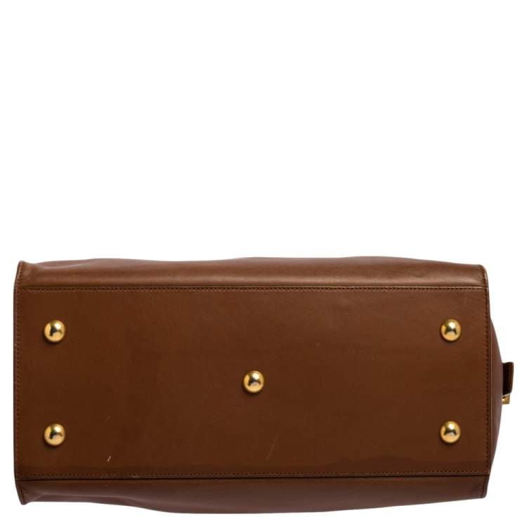 Pre Owned Saint Laurent Brown Leather Small Cabas Y-Ligne Tote