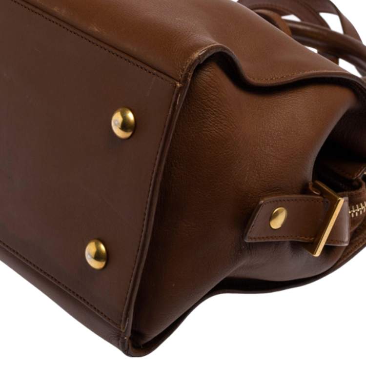 Pre Owned Saint Laurent Brown Leather Small Cabas Y-Ligne Tote