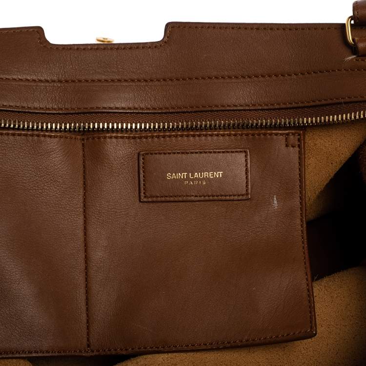 Pre Owned Saint Laurent Brown Leather Small Cabas Y-Ligne Tote