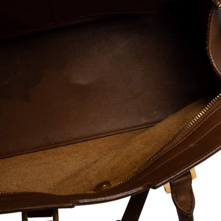 Pre Owned Saint Laurent Brown Leather Small Cabas Y-Ligne Tote