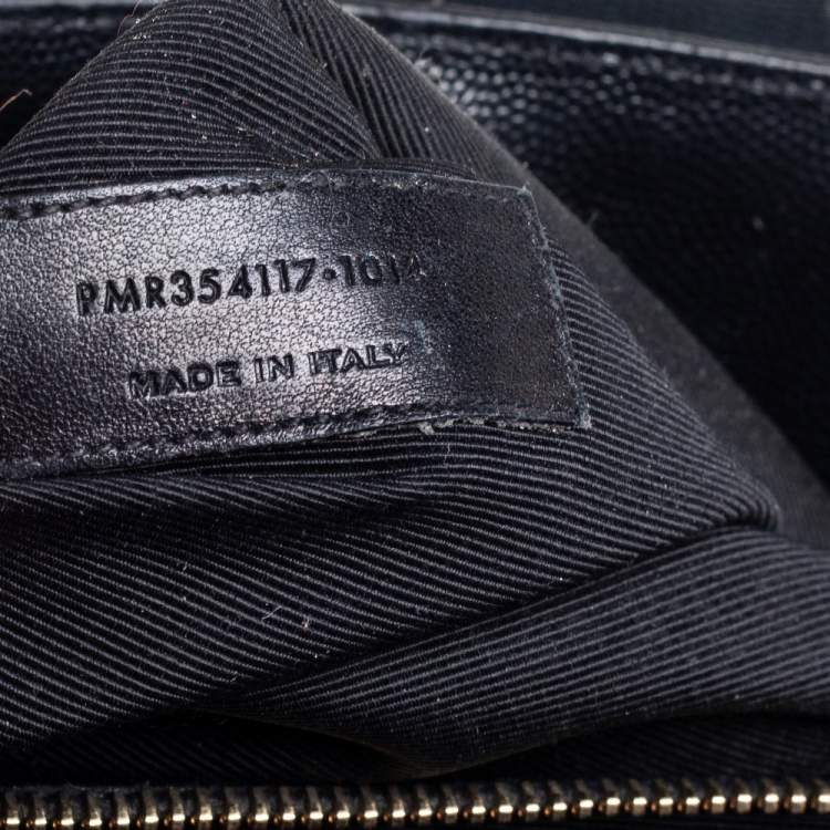 Pre Owned Saint Laurent Black Matelassé Leather Cassandre Shopper Tote