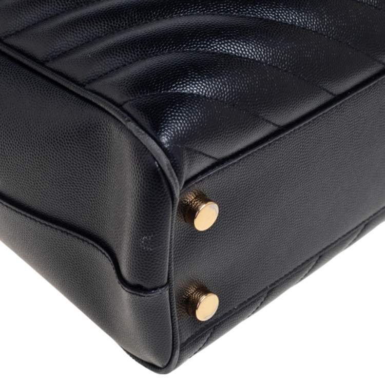 Pre Owned Saint Laurent Black Matelassé Leather Cassandre Shopper Tote