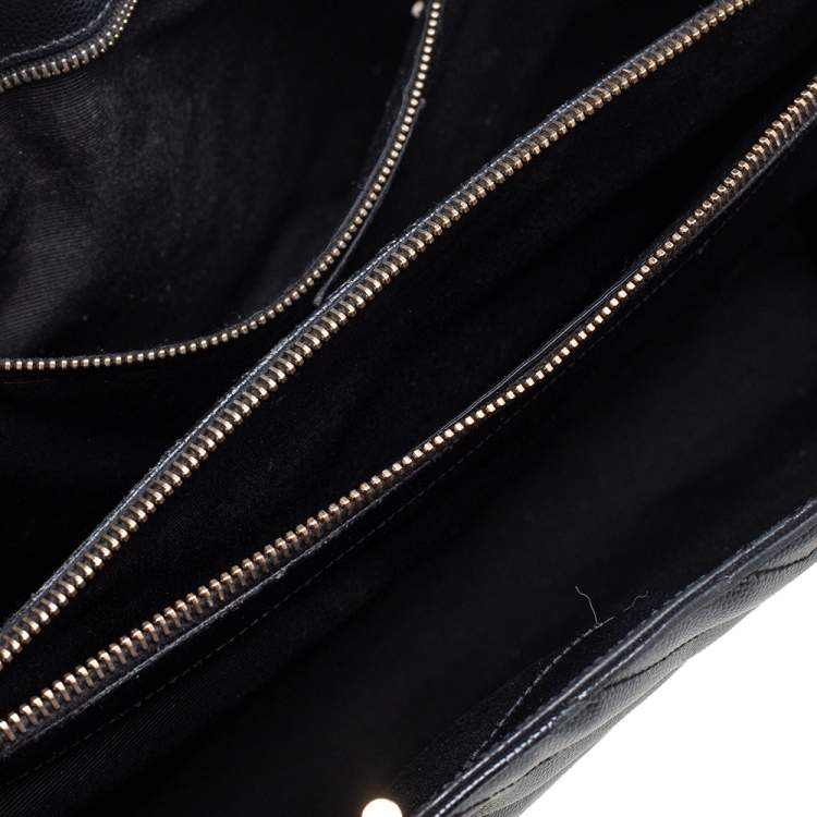 Pre Owned Saint Laurent Black Matelassé Leather Cassandre Shopper Tote