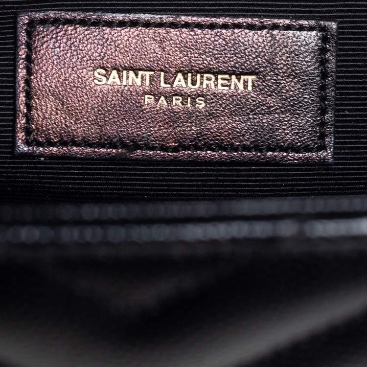 Pre Owned Saint Laurent Black Leather Large Matelassé Envelope Shoulder Bag
