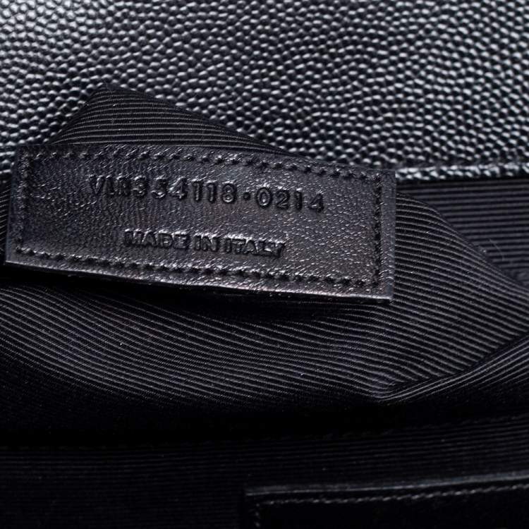 Pre Owned Saint Laurent Black Leather Large Matelassé Envelope Shoulder Bag