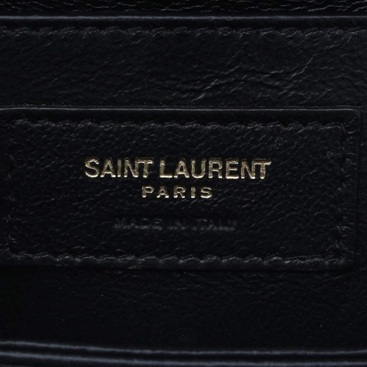 Pre Owned Saint Laurent Black Leather Small Le 61 Saddle Bag
