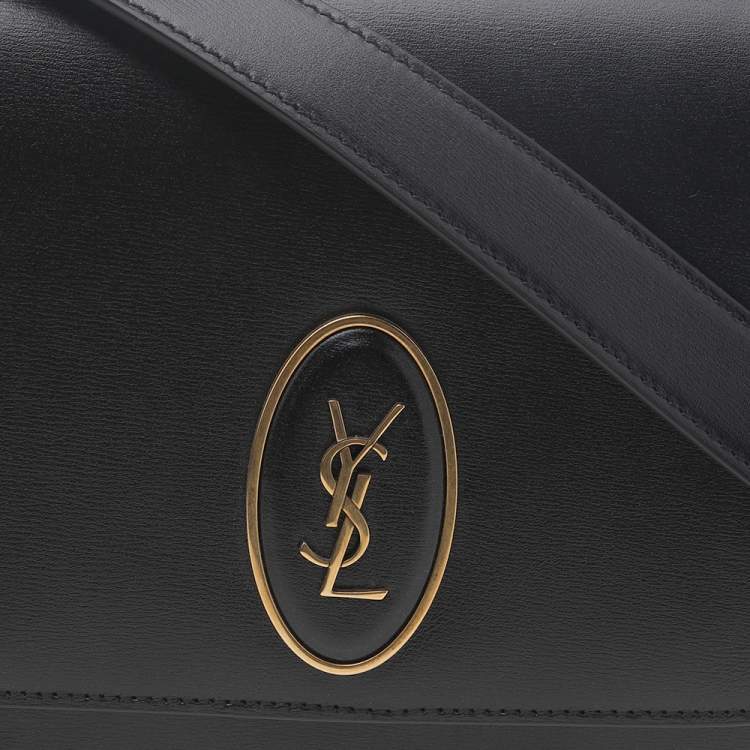 Pre Owned Saint Laurent Black Leather Small Le 61 Saddle Bag