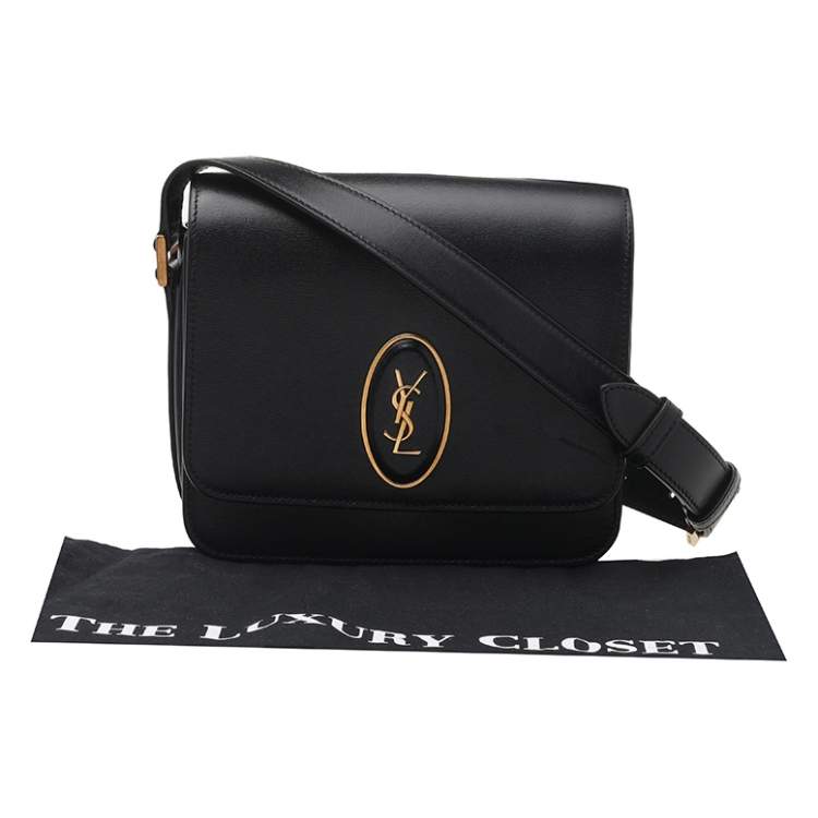 Pre Owned Saint Laurent Black Leather Small Le 61 Saddle Bag