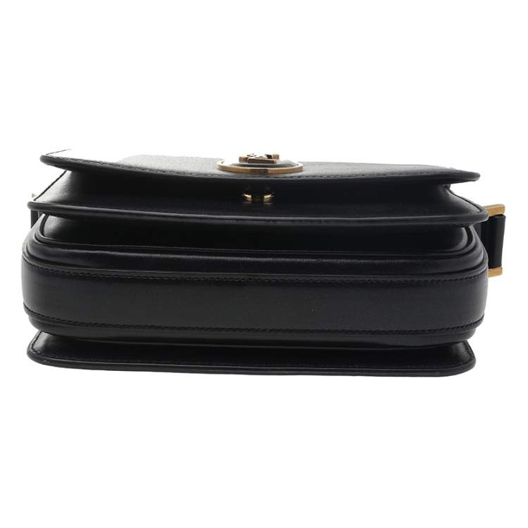 Pre Owned Saint Laurent Black Leather Small Le 61 Saddle Bag