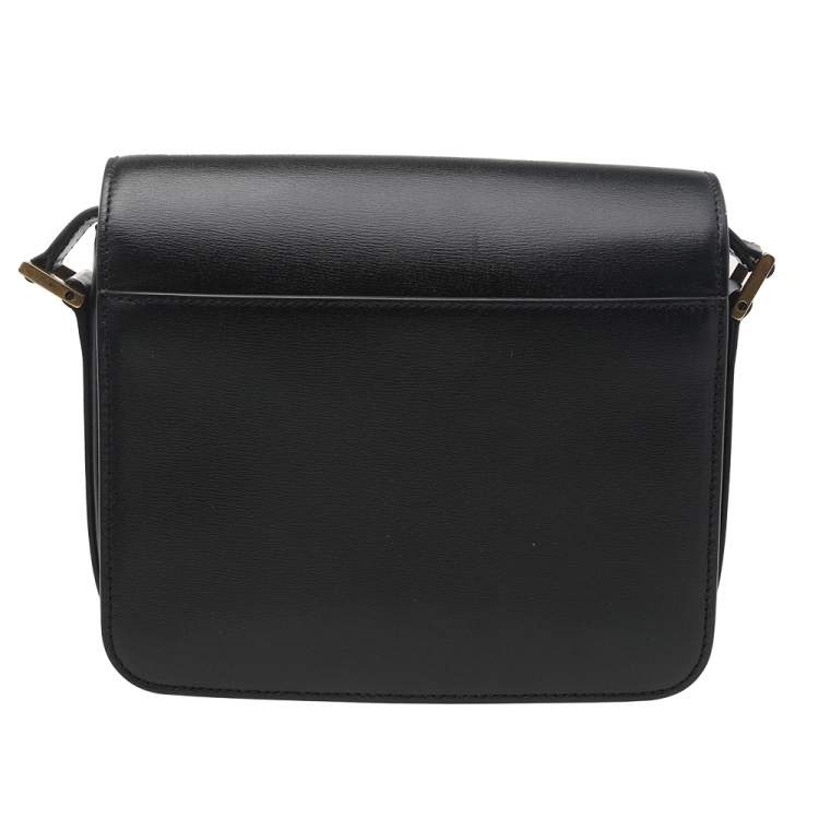 Pre Owned Saint Laurent Black Leather Small Le 61 Saddle Bag