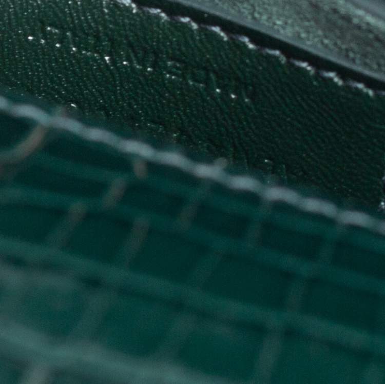 Pre Owned Saint Laurent Green Croc Embossed Leather Medium Sunset Shoulder Bag