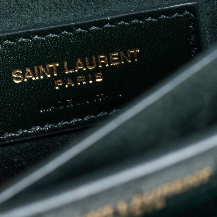Pre Owned Saint Laurent Green Croc Embossed Leather Medium Sunset Shoulder Bag