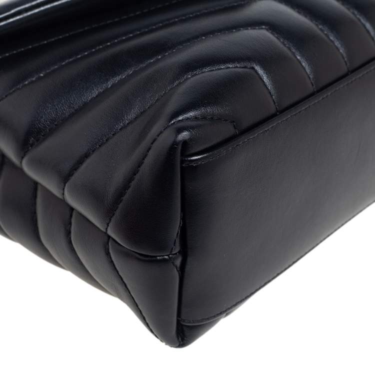 Pre Owned Saint Laurent Black Leather Small Loulou Shoulder Bag