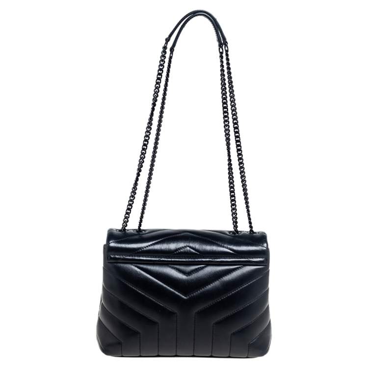 Pre Owned Saint Laurent Black Leather Small Loulou Shoulder Bag
