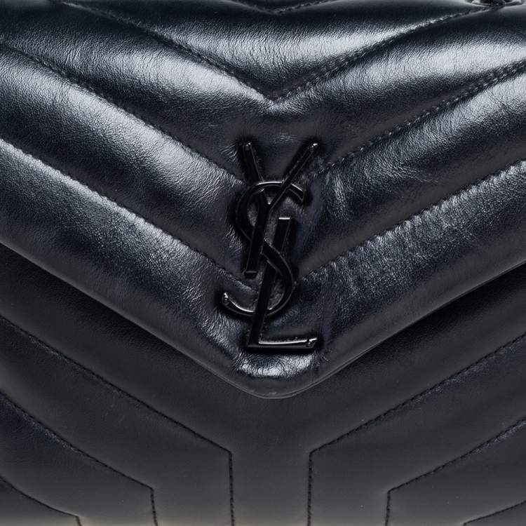 Pre Owned Saint Laurent Black Leather Small Loulou Shoulder Bag