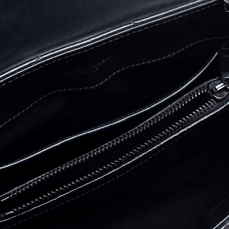 Pre Owned Saint Laurent Black Leather Small Loulou Shoulder Bag