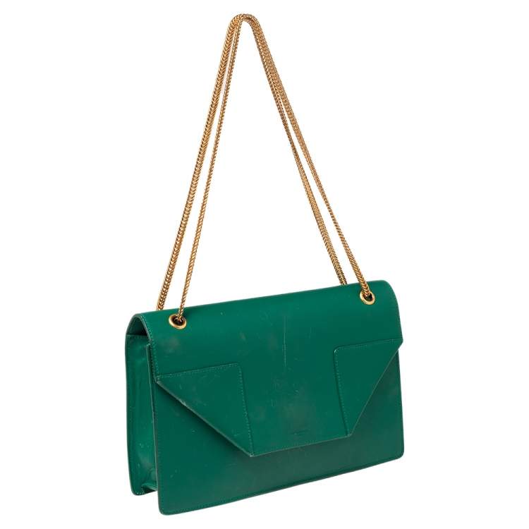 Pre Owned Saint Laurent Green Leather Medium Betty Shoulder Bag