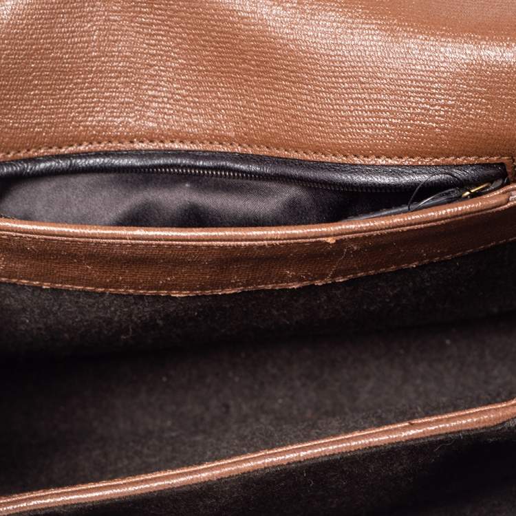 Pre Owned Saint Laurent Brown Leather Medium Chyc Flap Bag
