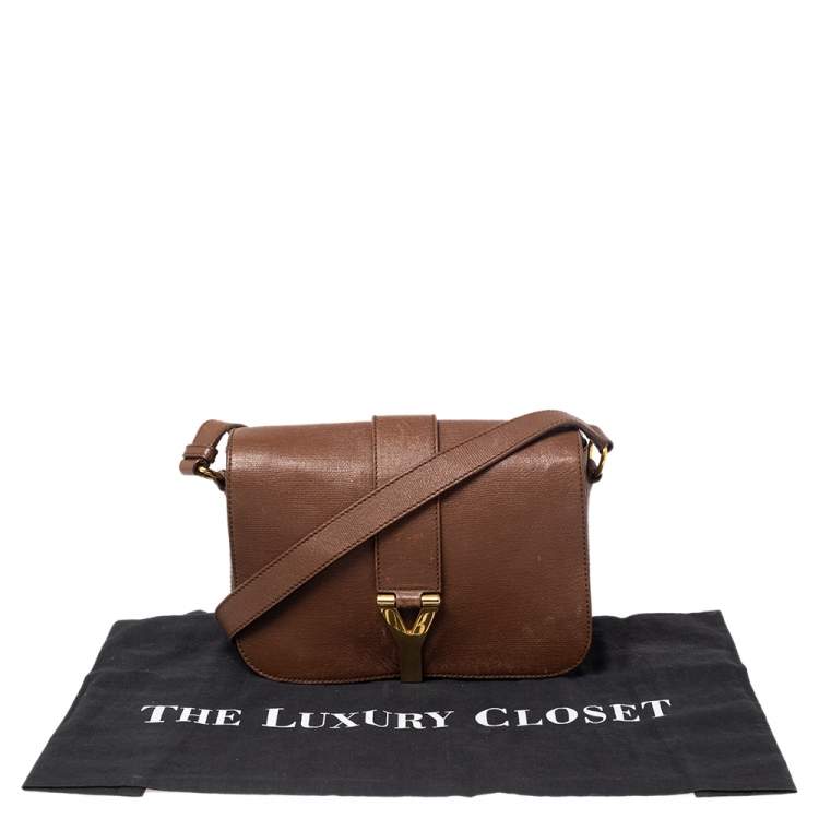 Pre Owned Saint Laurent Brown Leather Medium Chyc Flap Bag