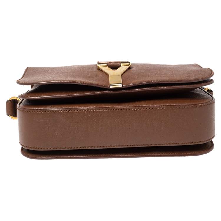 Pre Owned Saint Laurent Brown Leather Medium Chyc Flap Bag
