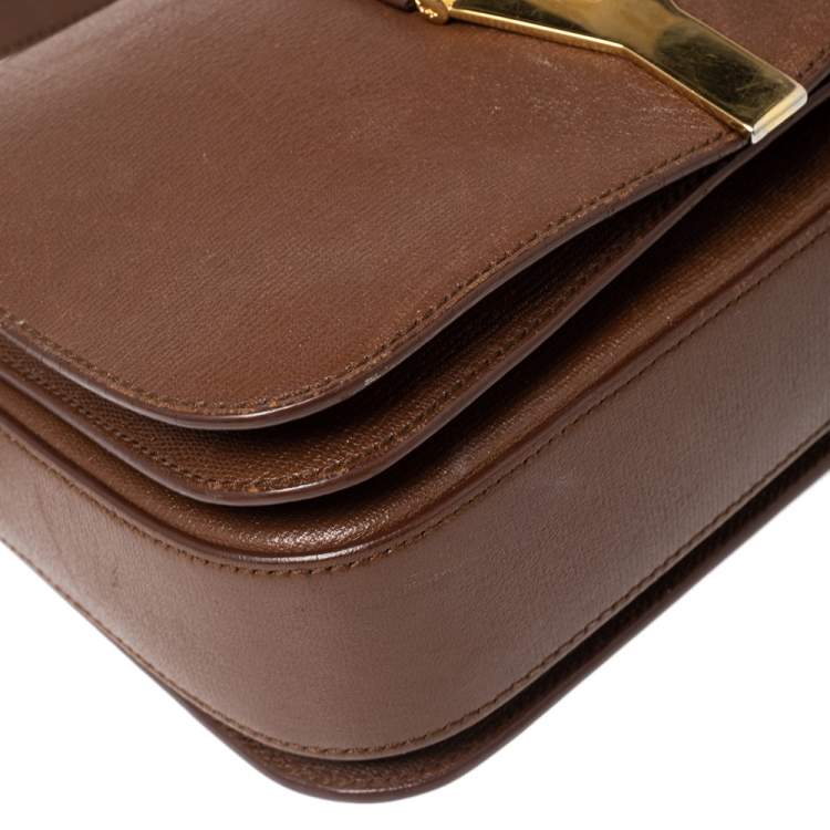 Pre Owned Saint Laurent Brown Leather Medium Chyc Flap Bag