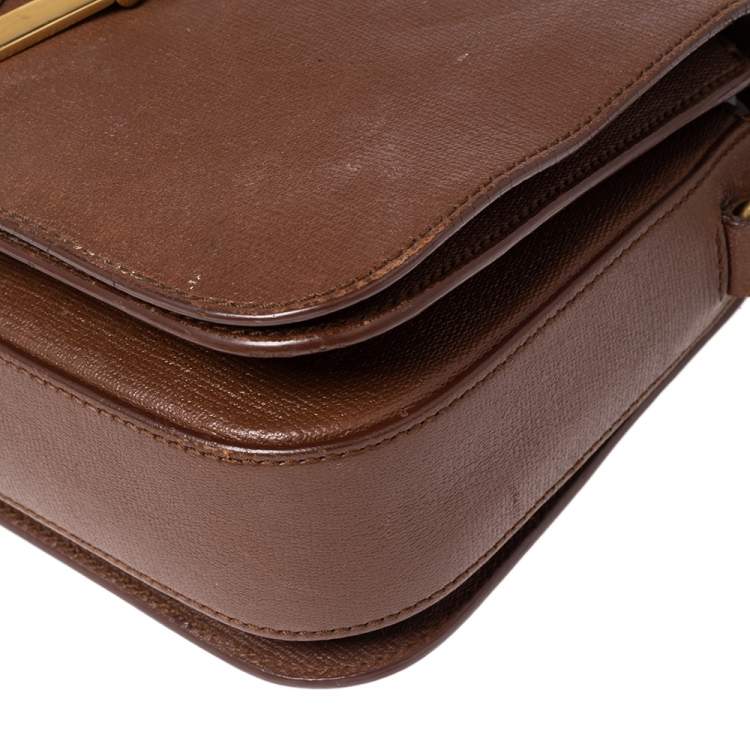 Pre Owned Saint Laurent Brown Leather Medium Chyc Flap Bag