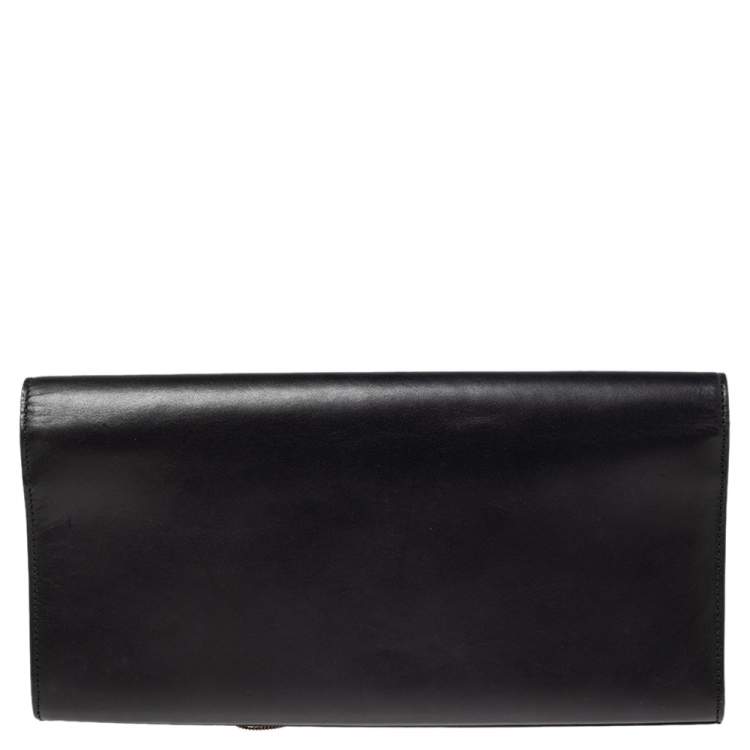 Pre Owned Saint Laurent Black Leather Kate Tassel Clutch