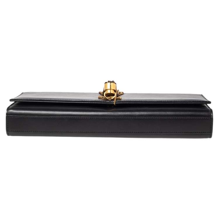 Pre Owned Saint Laurent Black Leather Kate Tassel Clutch