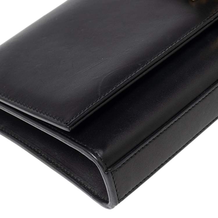 Pre Owned Saint Laurent Black Leather Kate Tassel Clutch