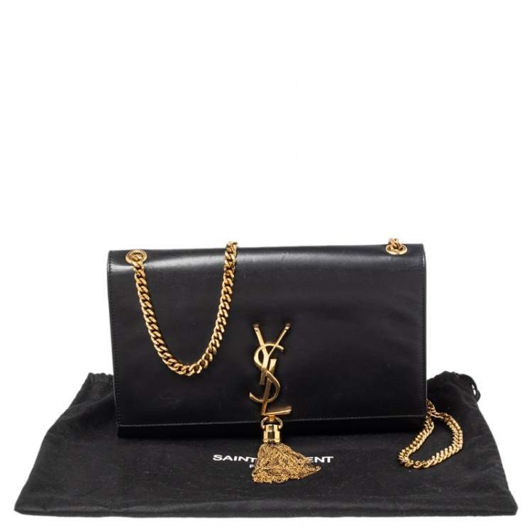 Pre Owned Saint Laurent Black Leather Medium Kate Tassel Shoulder Bag