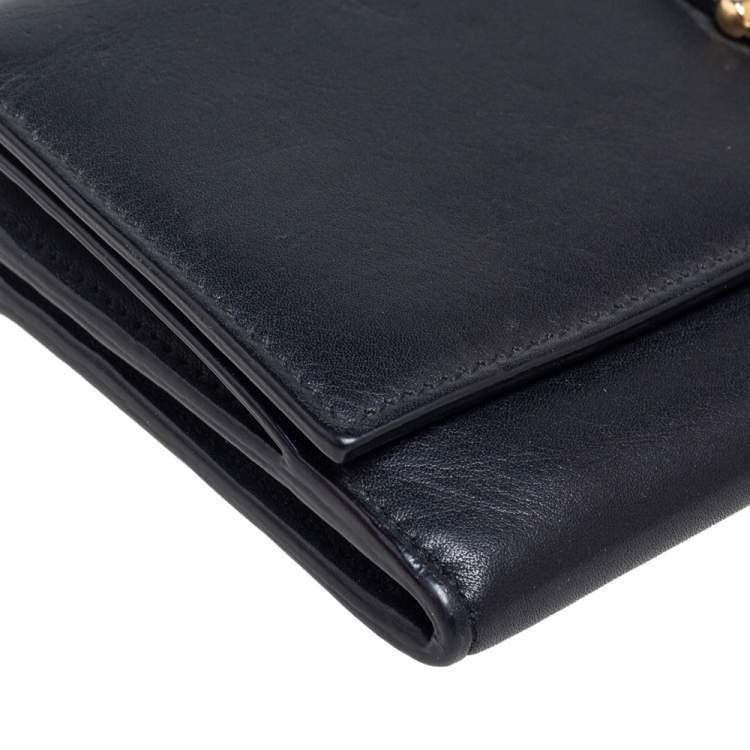Pre Owned Saint Laurent Black Leather Chyc Wallet 