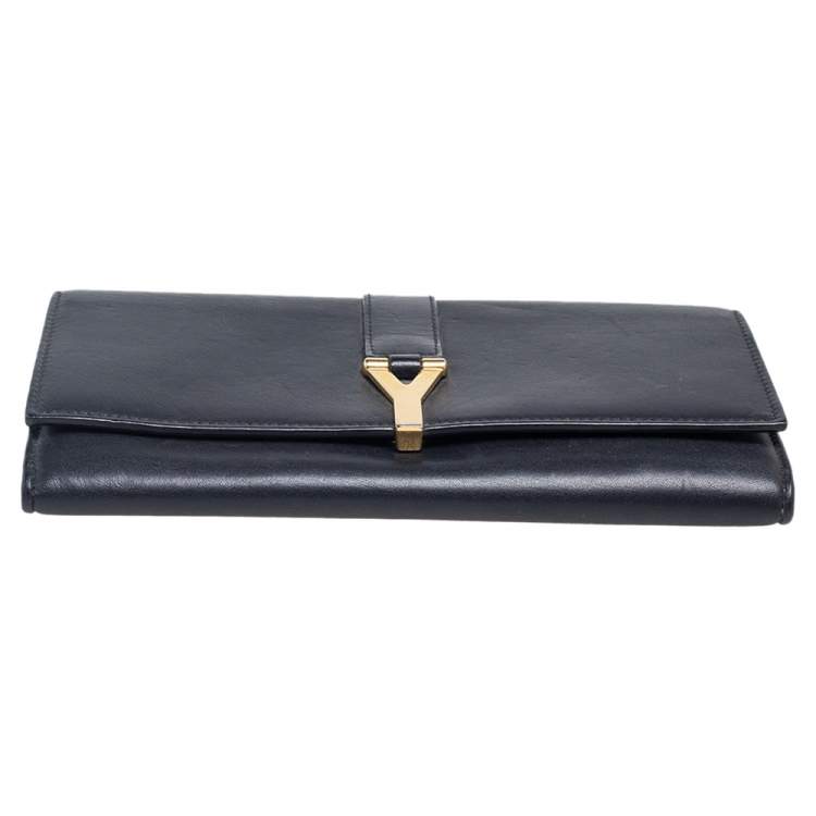 Pre Owned Saint Laurent Black Leather Chyc Wallet 