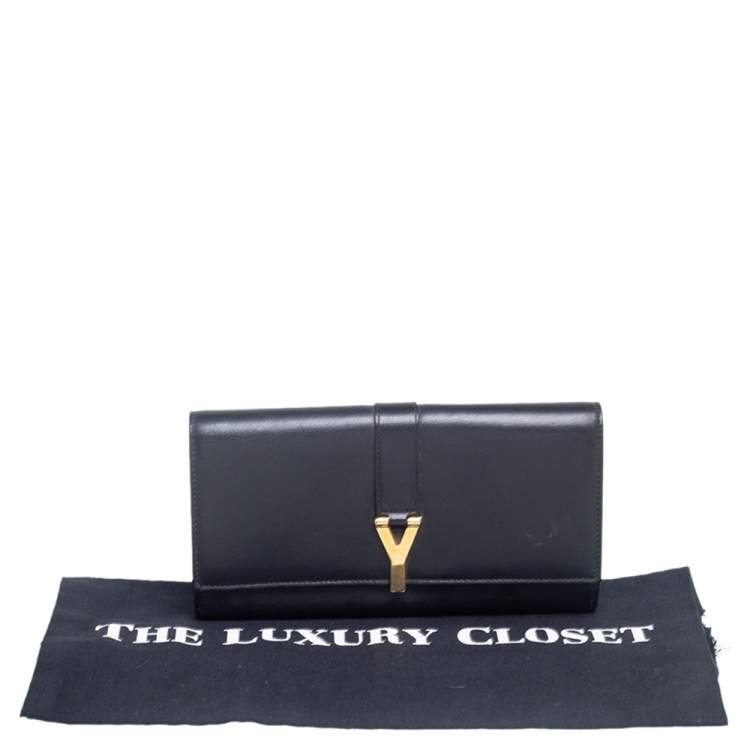 Pre Owned Saint Laurent Black Leather Chyc Wallet 