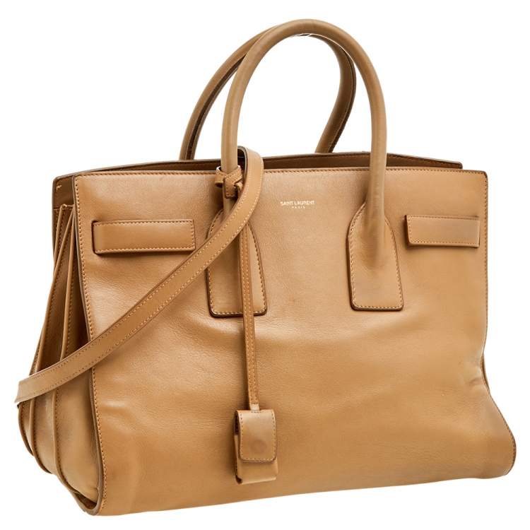Pre Owned Saint Laurent Beige Leather Large Sac De Jour Tote