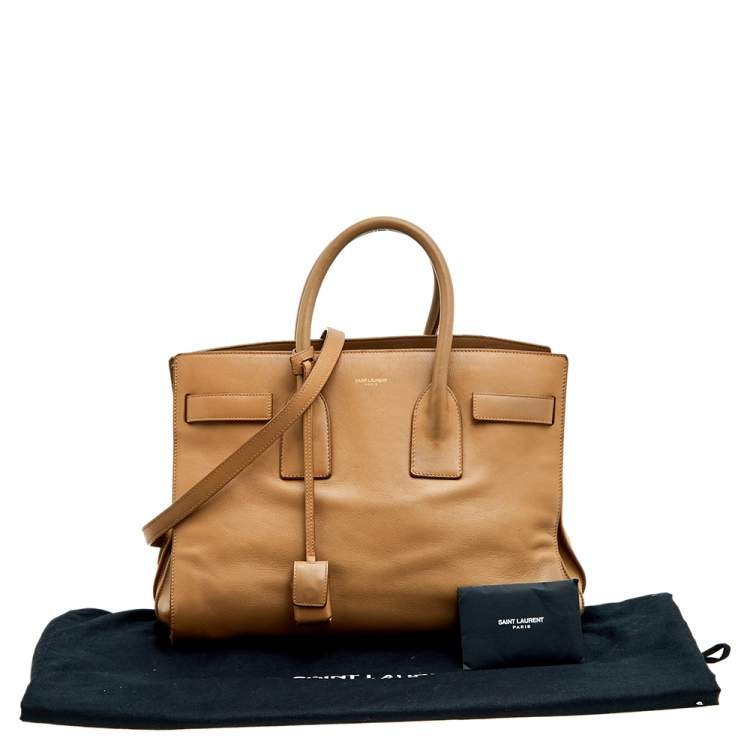 Pre Owned Saint Laurent Beige Leather Large Sac De Jour Tote