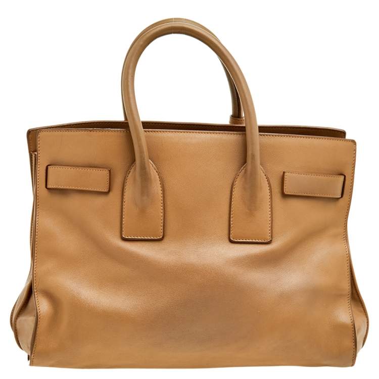 Pre Owned Saint Laurent Beige Leather Large Sac De Jour Tote