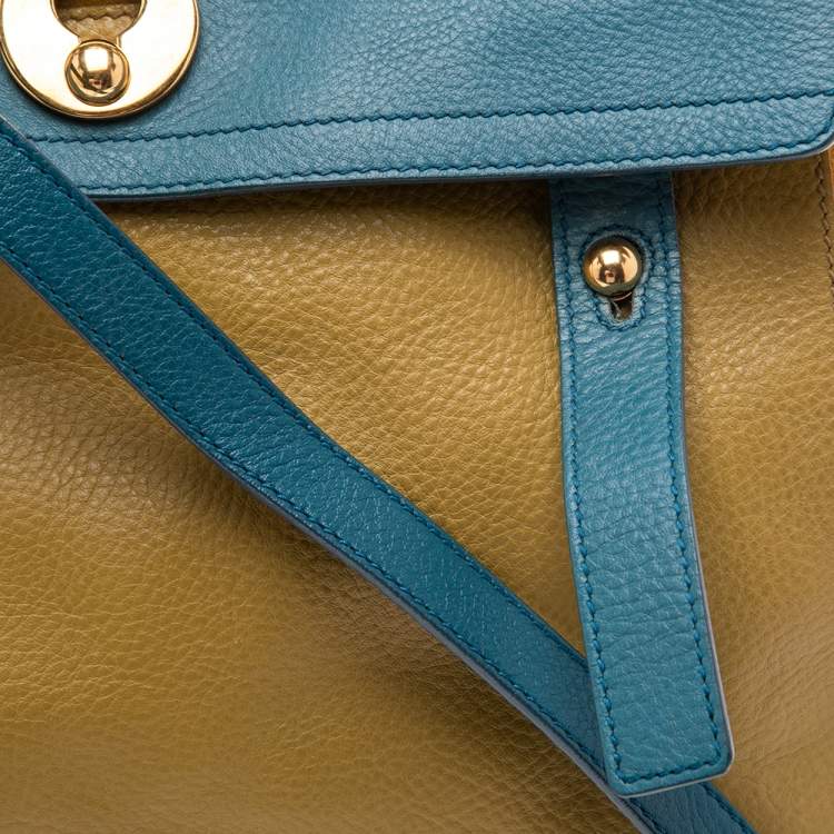 Pre Owned Saint Laurent Tri-Color Leather And Suede Medium Muse Two Top Handle Bag