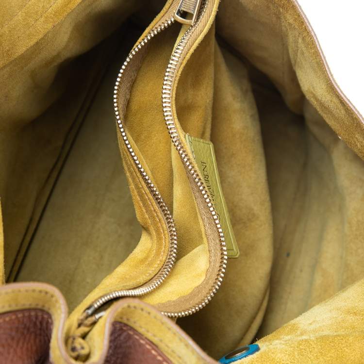 Pre Owned Saint Laurent Tri-Color Leather And Suede Medium Muse Two Top Handle Bag