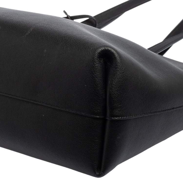 Pre Owned Saint Laurent Black Leather Shopper Tote