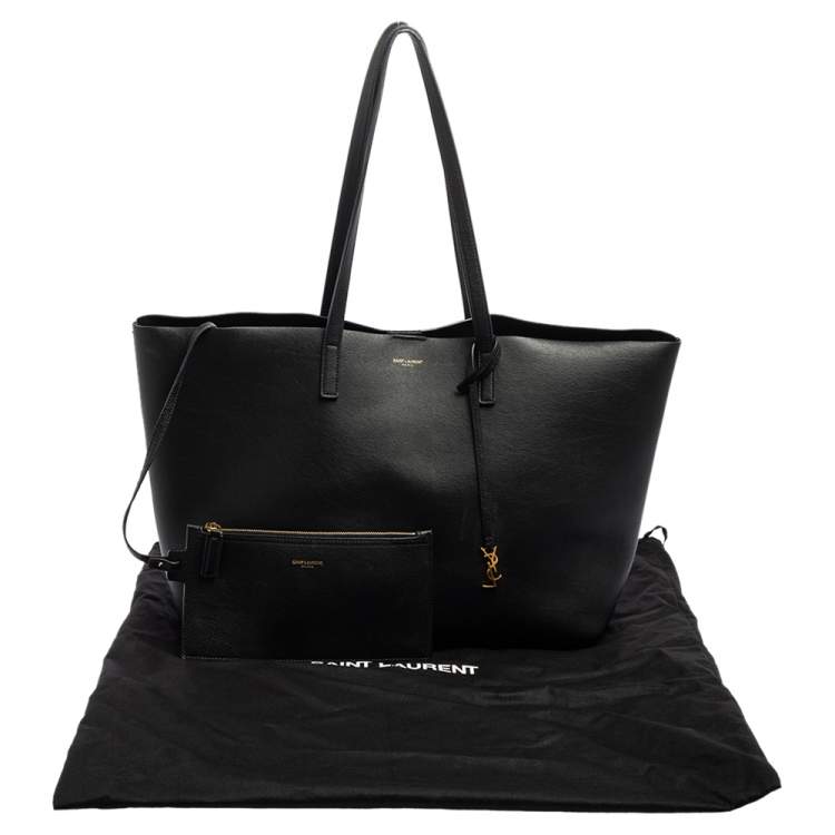 Pre Owned Saint Laurent Black Leather Shopper Tote