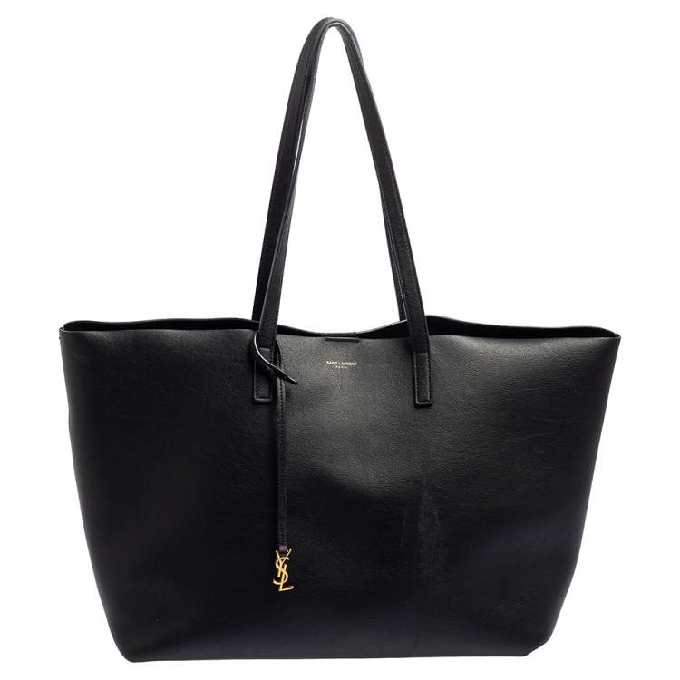 Pre Owned Saint Laurent Black Leather Shopper Tote