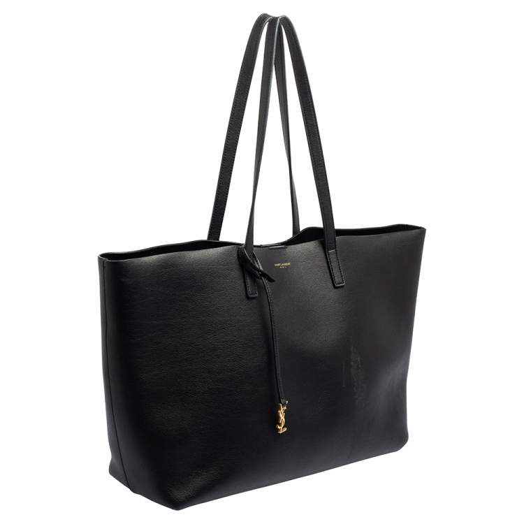 Pre Owned Saint Laurent Black Leather Shopper Tote
