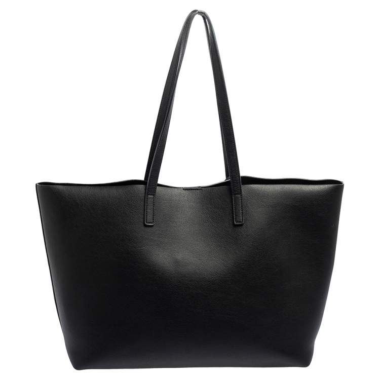 Pre Owned Saint Laurent Black Leather Shopper Tote